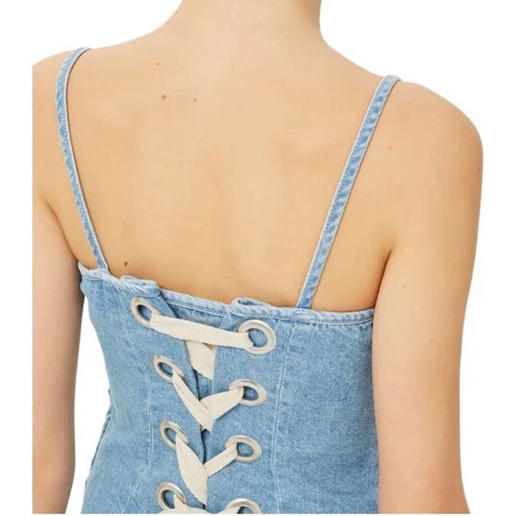 Topshop Lace-up Denim Slip Dress 6 - Picture 4 of 12